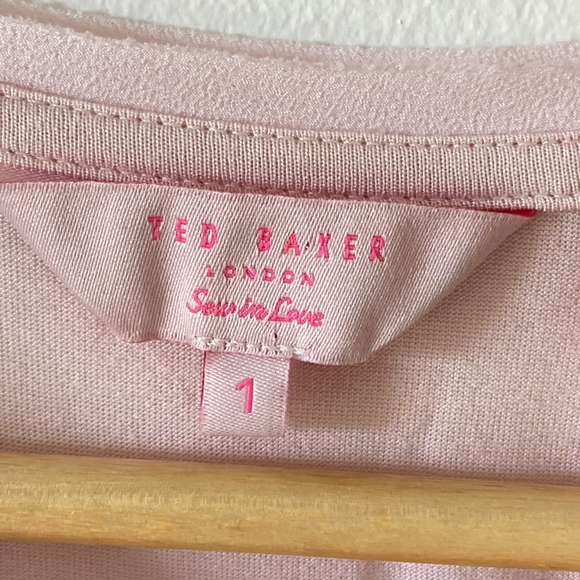 Ted Baker Satin Chiffon Feel Front Top - Jersey Back - Size 1 (Small Size 8) - Picture 7 of 14